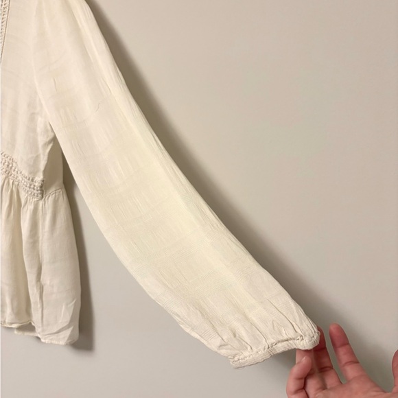 Maurice's Cream White Lacey Babydoll Button Front Top Large - Picture 6 of 6